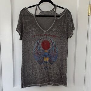 Women's Gray Graphic Strappy Tee